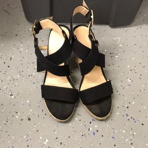 Banana Republic Black Canvas Wedge 6 1/2